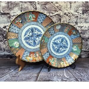 Set of 2 Vintage Imari Japanese Porcelain Plate